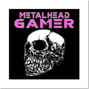 Metalhead Gamer Quarter Skull Pink Posters and Art